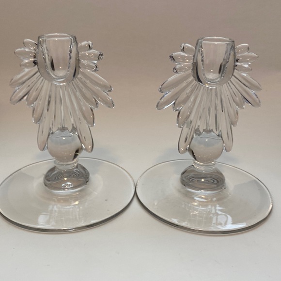 Teardrop Clear by New Martinsville Candle Holders - Picture 1 of 4